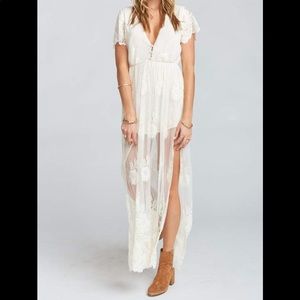 Show Me Your Mumu Alina Maxi Lace Romper